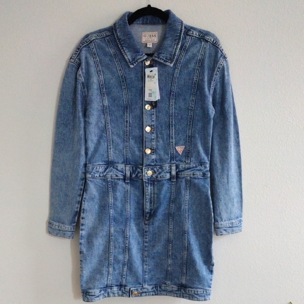 GUESS Girls' Eco Stretch Denim Dress Size 16 - Picture 4 of 16
